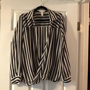 Black and white stripe cross blouse